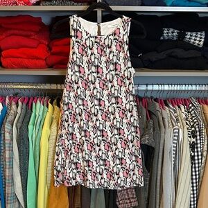 Caramela white/pink/black snake print sleeveless back button lined dress size S